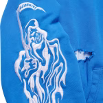 Serenity Reaper Distressed Thermal Lined Hoodie - Blue