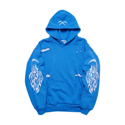 Serenity Reaper Distressed Thermal Lined Hoodie - Blue