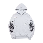 Serenity Reaper Distressed Thermal Lined Hoodie - Ice Grey
